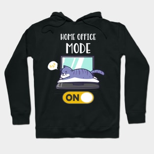 Home Office Mode On Lazy Cat On Laptop Fun Hoodie